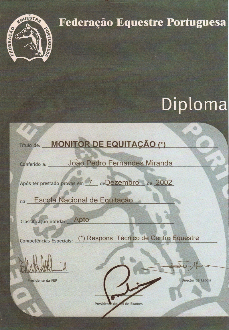 Diploma de Monitor de Equitação